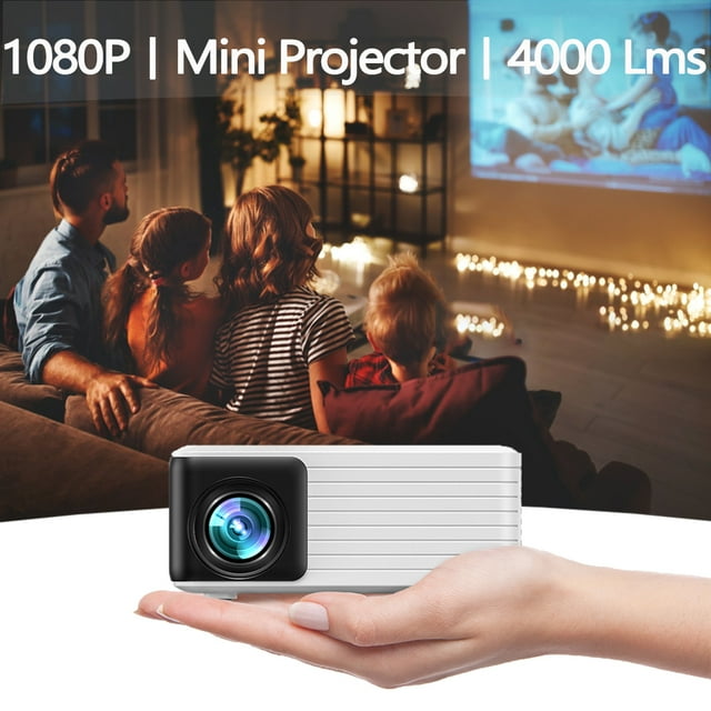 YOTON Mini Projectors 1080P Supported,4000 Lumens LED Portable Projector, 60000HRS Lamp Life
