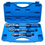 YOTOO Extendable Ratchet Set 3Pcs 1/4", 3/8" & 1/2" Drive 72 Tooth Flex-Head Quick Release Locking Ratchets