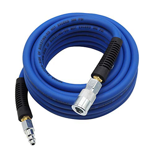 Blue Hybrid Air Hose, 1/4 in ID x 50 ft, 1/4 in MNPT fitting