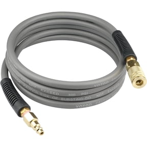 YOTOO Hybrid Lead-In Air Hose 1/4-Inch by 10-Feet 300 PSI Heavy Duty, Lightweight, Kink Resistant, All-Weather Flexibility with 1/4-Inch Industrial Air Fittings and Bend Restrictors, Gray