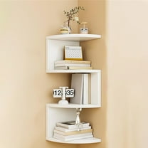 YOTQUSKI 10.53" Home Essentials Decor, Wood Corner Floating Shelf, Corner Shelf, Corner Wall Shelf, Corner Floating Shelves, Room Essentials Bookcase, Storage for Small Spaces, White