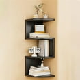 thumbnail image 1 of YOTQUSKI 10.53" Home Essentials Decor, Wood Corner Floating Shelf, Corner Shelf, Corner Wall Shelf, Corner Floating Shelves, Room Essentials Bookcase, Storage for Small Spaces, Black, 1 of 5