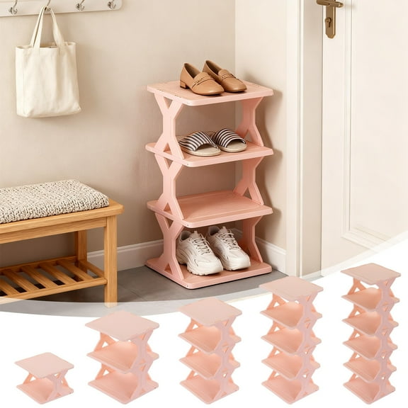 YOTQUSKI 2 Tier Shoe Rack for Entryway, Pink Shoe Rack, Stackable Storage Organizer, Adjustable Rack, Shoe Slots Shelf, Easy Tower Rack for Bedroom, Small Spaces, Closet, Cubbies