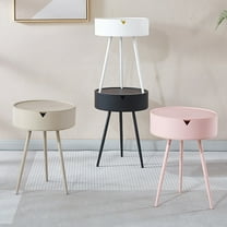 YOTQUSKI 2 Tier Small Round Table, Accent Table, Round End Tables for Living Room, Plastic Concise End Table with Storage for Yard, Balcony, Garden