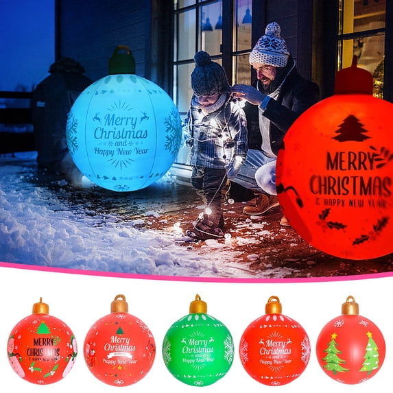 YOTQUSKI 24 Inch Inflatable Christmas Ball, Giant PVC Xmas Inflatable Decorated Balls, Outdoor Inflatables Ornaments Christmas Hangable Blow up Ball for Indoor Yard Porch Lawn