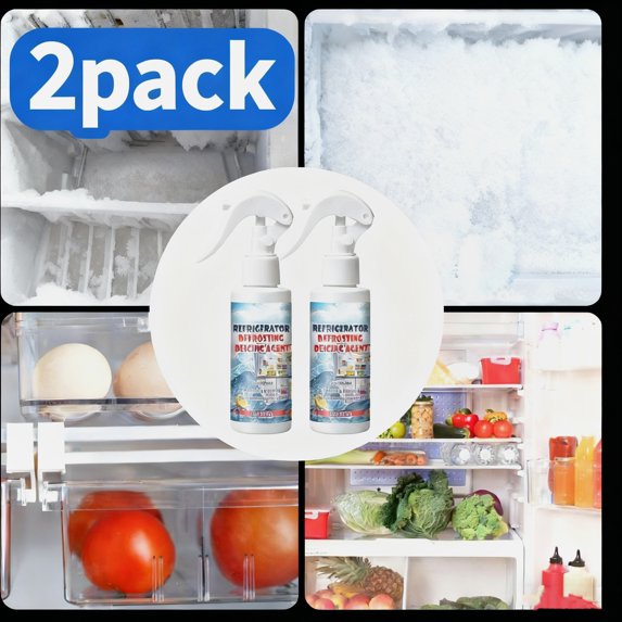 YOTQUSKI 2PC Ice Melt 120ml, Defrosting Spray for Fridge Freezer, Fridge Cleaner, Refrigerator Cleaner for Inside, Deicer Spray, Ice Cabinet Defrosting Agent, Agent Defrosting