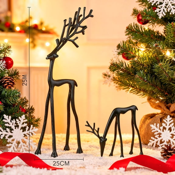 YOTQUSKI 2PCS Holiday Deer, Electroplated Gold Deer, Christmas Tabletop Decor, Christmas Gift, Christmas Deer Decor