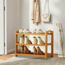 YOTQUSKI 3-Tier Shoes Organizer Storage, Floor Shoe Rack, Living Room Shoe Rack, Shoe Shelf for Closet, Wood Shoe Rack for Bedroom, Hallway, Foyer, Small Spaces