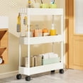 thumbnail image 1 of YOTQUSKI 3 Tier Slim Shelf, Utility Carts with Wheels, Bathroom Cart, Mobile Shelving Unit Cart for Movable Crevice, Bathroom, Laundry Room, Kitchen and Office, 1 of 5