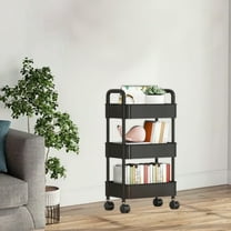 YOTQUSKI 3 Tier Utility Carts with Wheels, Rolling Kitchen cart, Rolling Organization Cart with Handle and Hooks for for Kitchen, Bathroom, Office, Workshop