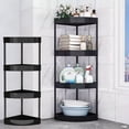 thumbnail image 1 of YOTQUSKI 4 Tier Small Corner Shelf, Bathroom Shelf Corner, Foldable Corner Shelf, Corner Shelf for Kitchen, Plastic Shelving for Bathroom Essentials, Kitchen Utensils, Food Items, Spice, 1 of 8