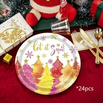YOTQUSKI Christmas Plates, 24Pcs Disposable Plastic Plates,Dinner Plates Dinnerware,7 &9 inch Dessert Plates for Party & Wedding