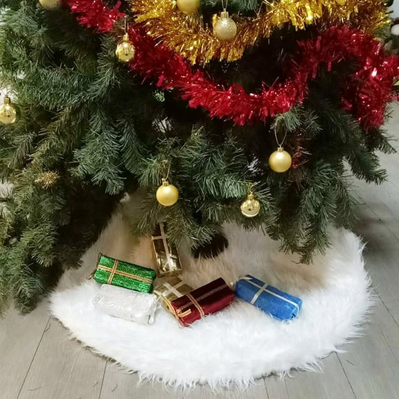 YOTQUSKI Christmas Tree Skirt,Christmas Tree Collar,圣诞毛绒树裙 纯白色长毛圣诞树裙酒店家居圣诞装饰