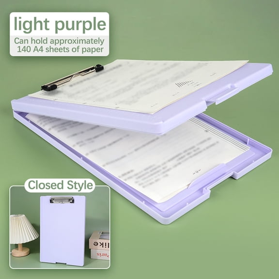 YOTQUSKI File Folder, Folder Writing Pad, Test Paper Storage Box, Multifunctional File Box, Large Capacity, Lightweight and Portable, Suitable for Business Office Home Meeting Room, Purple