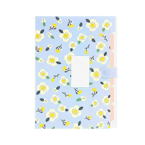 YOTQUSKI File Folders, 5 Pocket Expanding File Folder, PVC Waterproof Material, Large Capacity, Lightweight and Portable, Floral Printed, Suitable for School Office Class Home Meeting Room