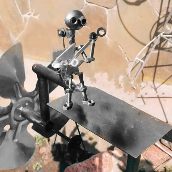 YOTQUSKI Handmade Metal Rock Band Windmill, Garden Rock Band Windmill, Percussionist Music Figurines and Statues,2025 Wind Spinners for Yard Lawn Garden Patio Guitar Drummer Decor