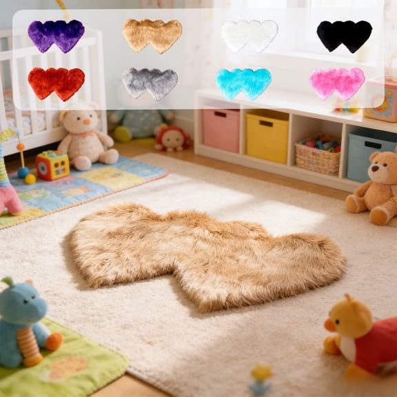 YOTQUSKI Heart Rug, Fluffy Decorative Mat for Room Home Chair Side, Desk Feet, Photo Background & Valentine Decor, 13 x 27 In