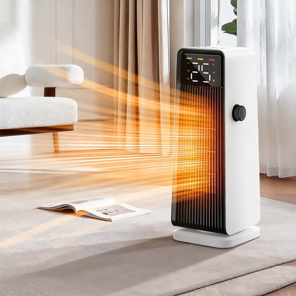 YOTQUSKI Heater for Bedroom, Vertical Heater Indoor, Desktop Heater, Portable 1500W Fast Heating with Wind Direction Adjustment LED Display ECO Mode 12 Hour Timer Safety Protection