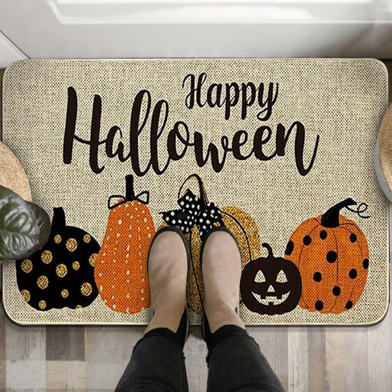 YOTQUSKI Kitchen Mats,Halloween&nbsp;Rug, Kitchen Floor Mat Halloween Pumpkin Carpet Home Entrance Door Mat Bathroom Dirt Floor MatSpooky Home Decor