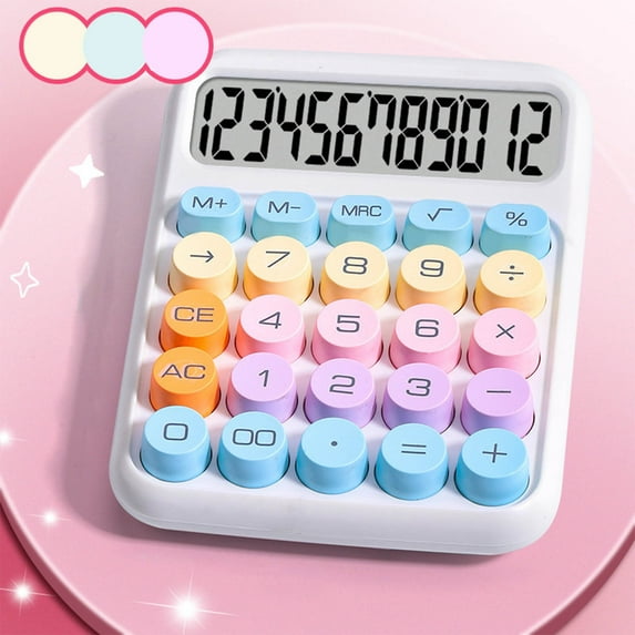 YOTQUSKI Mechanical Switch Calculator, Mini Digital Desktop Calculator with 12-Digit LCD Display, Portable Cute Calculator with Sensitive Button Pocket Size for School Home Business Office