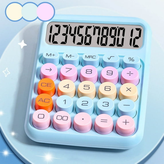 YOTQUSKI Mechanical Switch Calculator, Mini Digital Desktop Calculator with 12-Digit LCD Display, Portable Cute Calculator with Sensitive Button Pocket Size for School Home Business Office