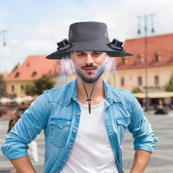 YOTQUSKI Mens Beach Hats, Clearance Hat with Fan, Fan Hats for Men, Hat with Fans Solar Power, Suitable for Beach, Camping and Fishing
