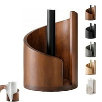 YOTQUSKI Mountain Paper Towel Holder, Paper Towel Countertop, Wood Round Base and Iron Wood Paper Towel Holders Countertop