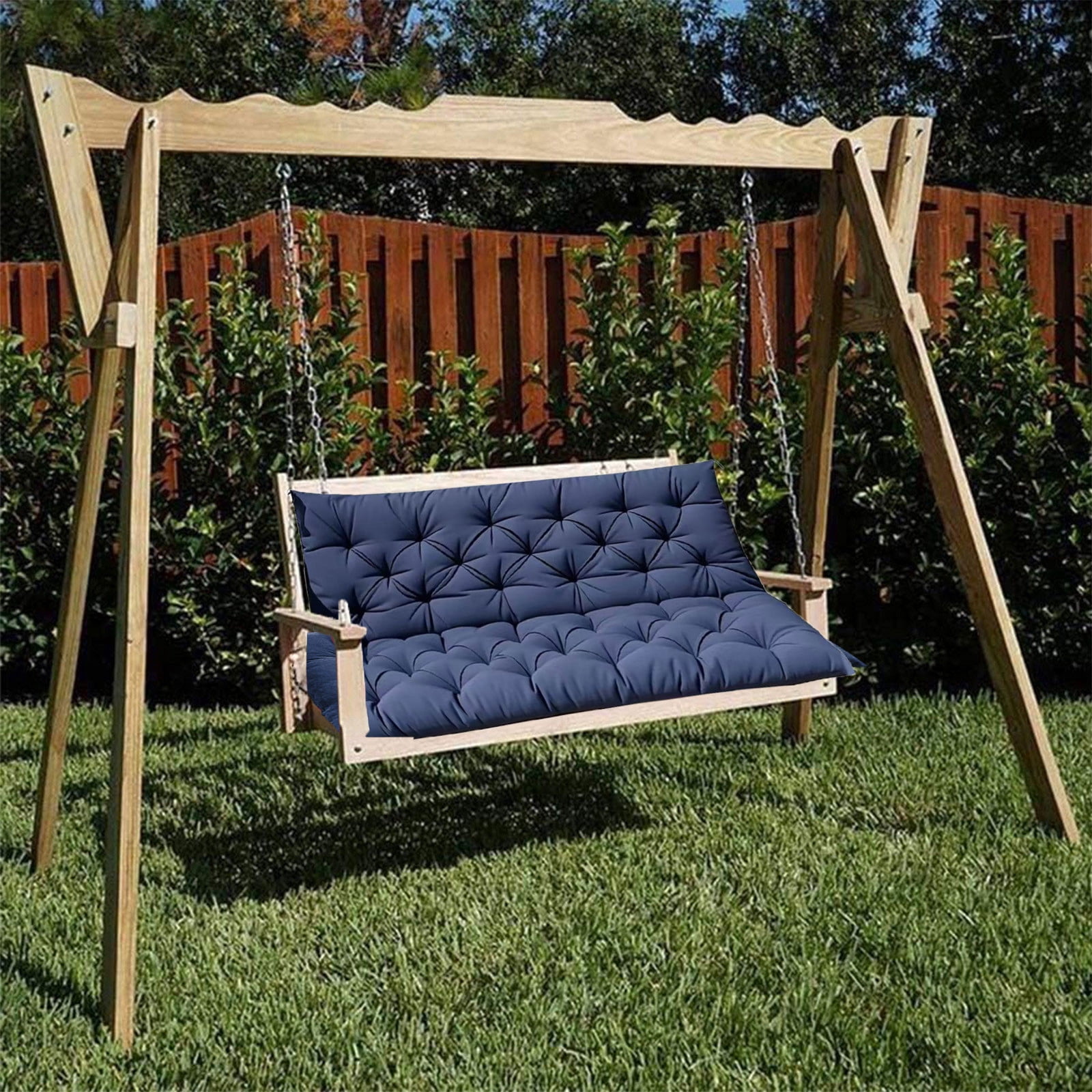 YOTQUSKI Outdoor Swing Cushions,Waterproof Swing Cushions 3 Seater Replacement with Backrest,Outdoor Thickened Bench Cushion with Ties for Porch,Patio,Backyard,Garden and Lawn