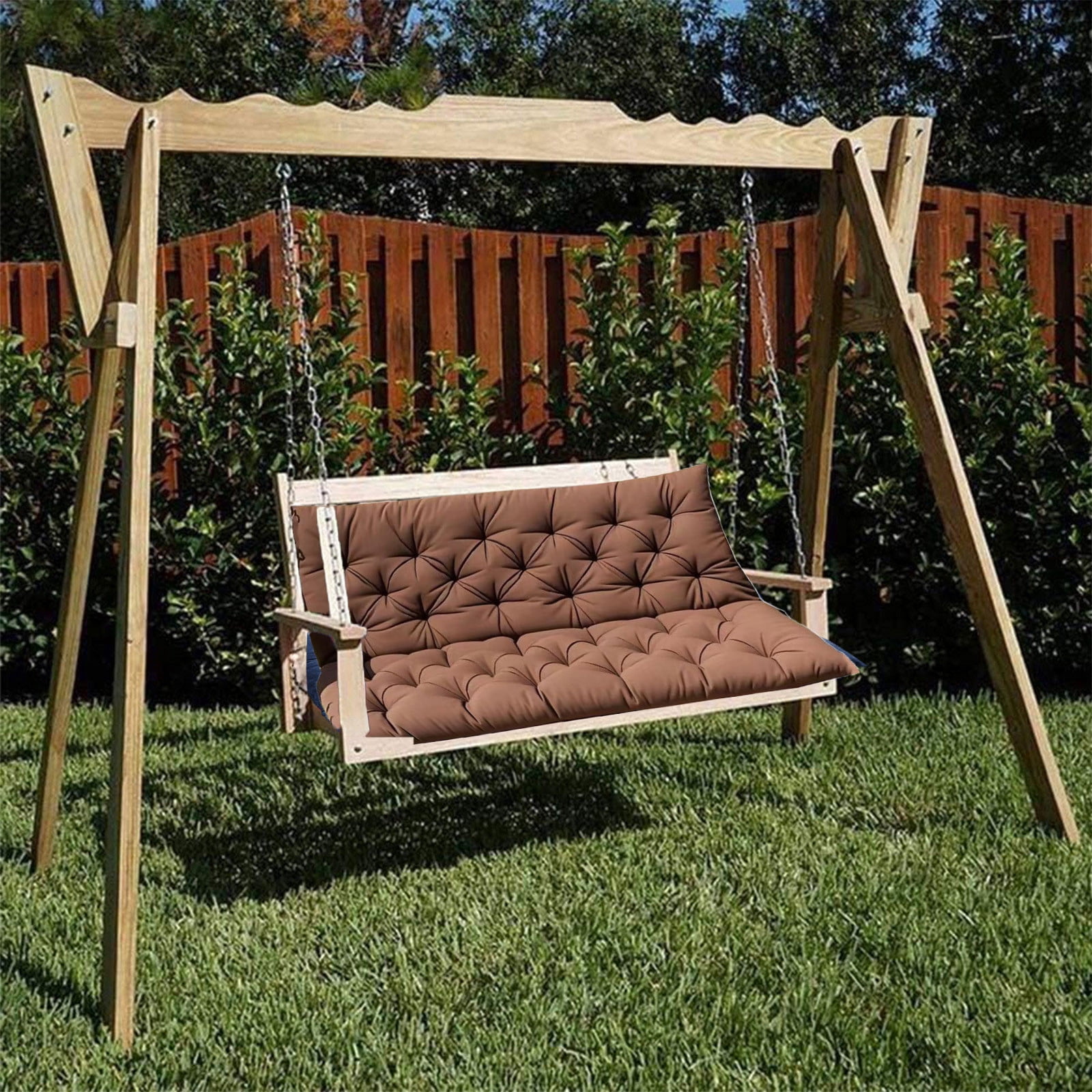 YOTQUSKI Outdoor Swing Cushions,Waterproof Swing Cushions 3 Seater Replacement with Backrest,Outdoor Thickened Bench Cushion with Ties for Porch,Patio,Backyard,Garden and Lawn