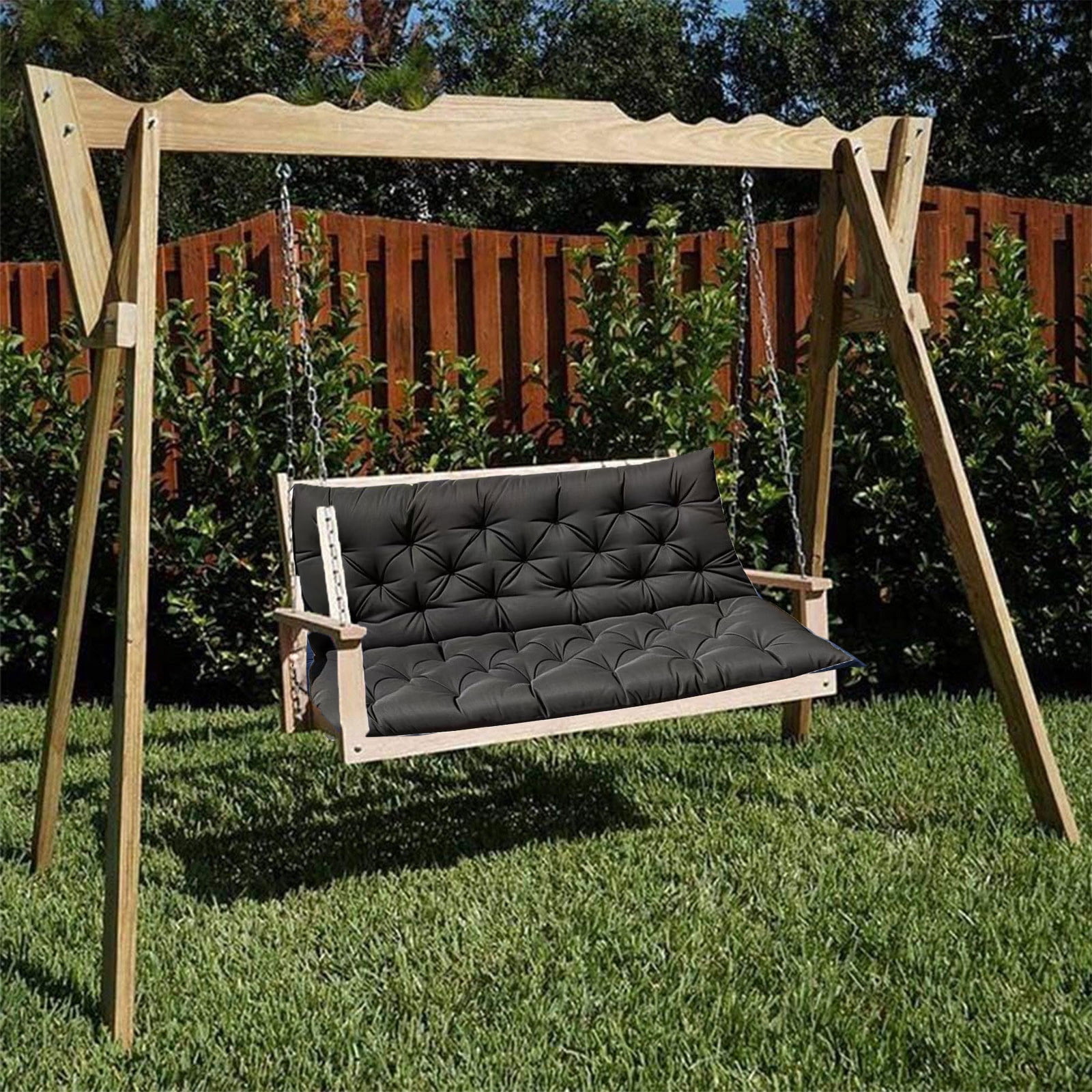 YOTQUSKI Outdoor Swing Cushions,Waterproof Swing Cushions 3 Seater Replacement with Backrest,Outdoor Thickened Bench Cushion with Ties for Porch,Patio,Backyard,Garden and Lawn