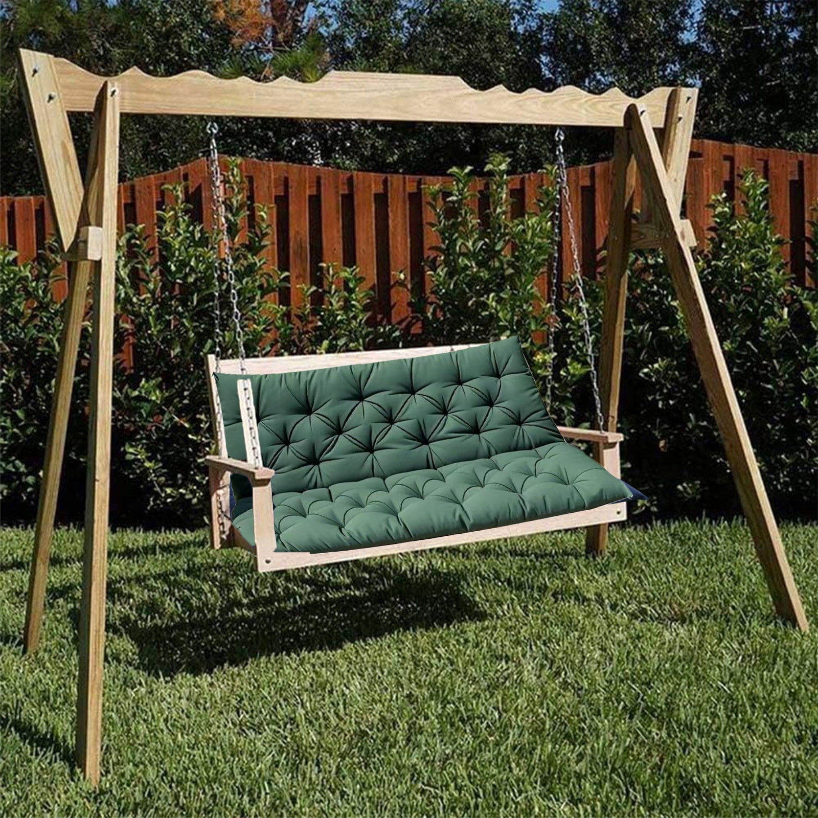 YOTQUSKI Outdoor Swing Cushions,Waterproof Swing Cushions 3 Seater Replacement with Backrest,Outdoor Thickened Bench Cushion with Ties for Porch,Patio,Backyard,Garden and Lawn