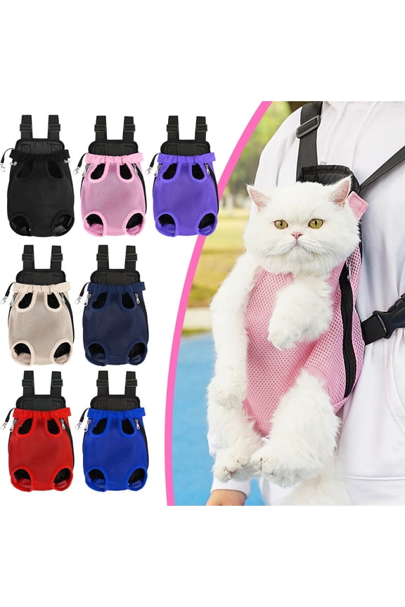 Pet Carrier Backpack, Adjustable Pet Front Cat Dog Carrier Backpack Travel Bag, Legs Out, Easy-Fit for Traveling Hiking Camping for Small Medium Dogs Cats Puppies, Small