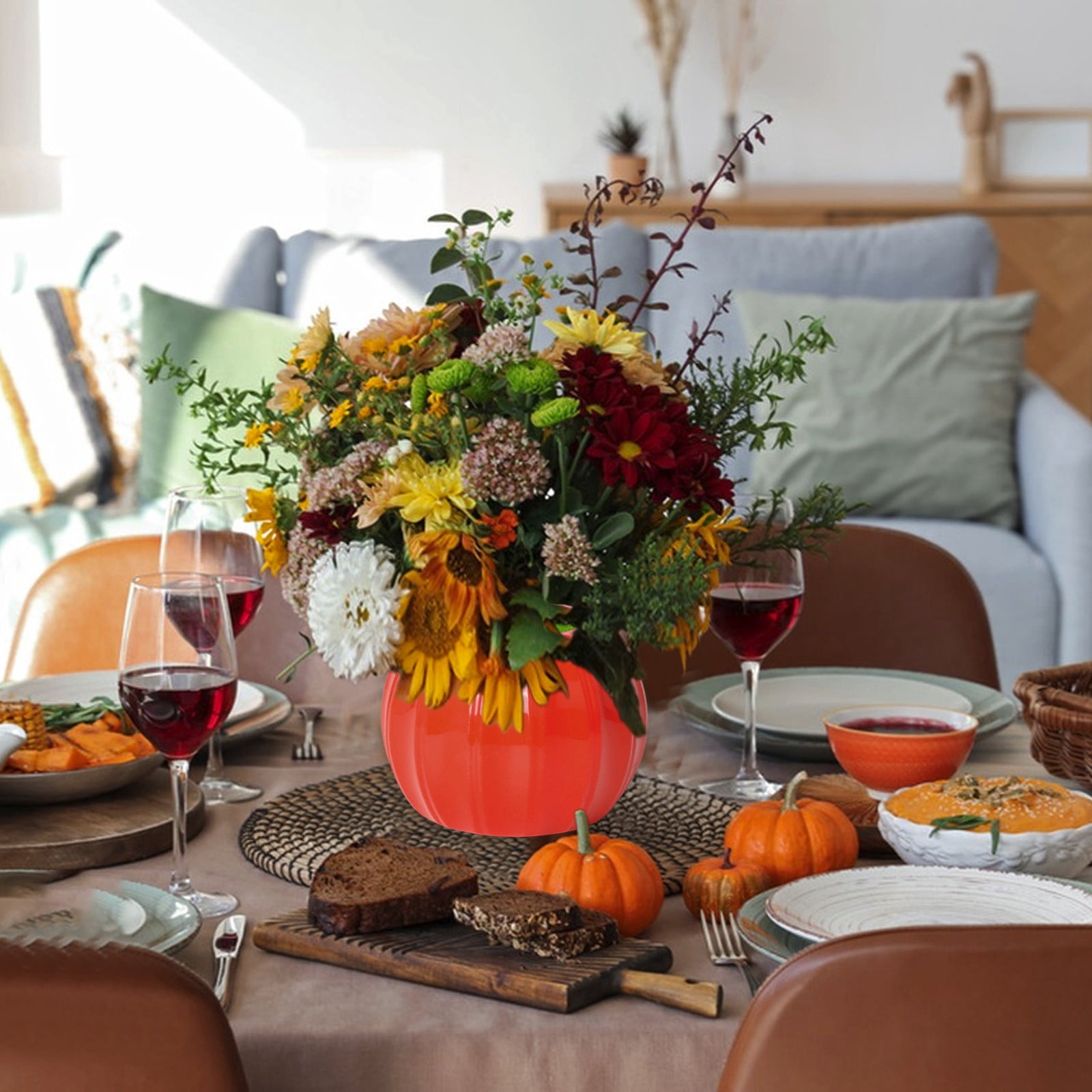 YOTQUSKI Pumpkin Vase, Ceramic Pumpkin Planter with Dried Flowers