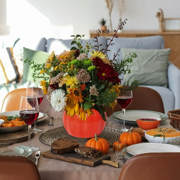 YOTQUSKI Pumpkin Vase, Ceramic Pumpkin Planter with Dried Flowers,Creative Ceramic Vase for Fall Autumn Halloween Harvest Thanksgiving Farmhouses Home Room Office Decorations