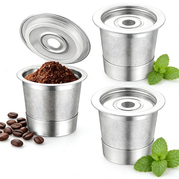 YOTQUSKI Reusable K Cups, Keurig Coffee Pods Reusable, K Cup Filters, Food Grade Stainless Steel, Insulated Against the Heat, Easy Clean Mesh Filter, 3 Coffee Pods