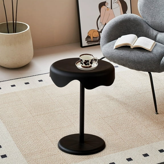 YOTQUSKI Round Side Table, Small Tea Wooden Table, Drink Table for Small Spaces, Modern End Table with Pedestal for Living Room, Bedroom, Corners & Office