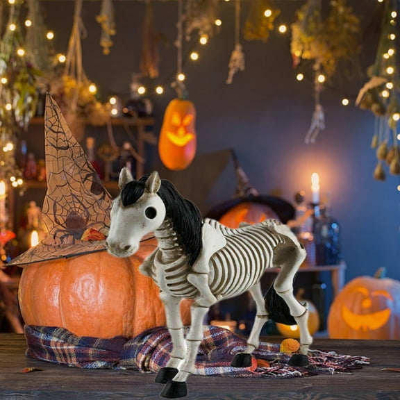 YOTQUSKI Skeleton Horse,Halloween Skeleton Animals,2024 New Halloween Skeleton Figurines Crafts Ornament, Home Desktop Personality Decoration Gift Resin Decoration
