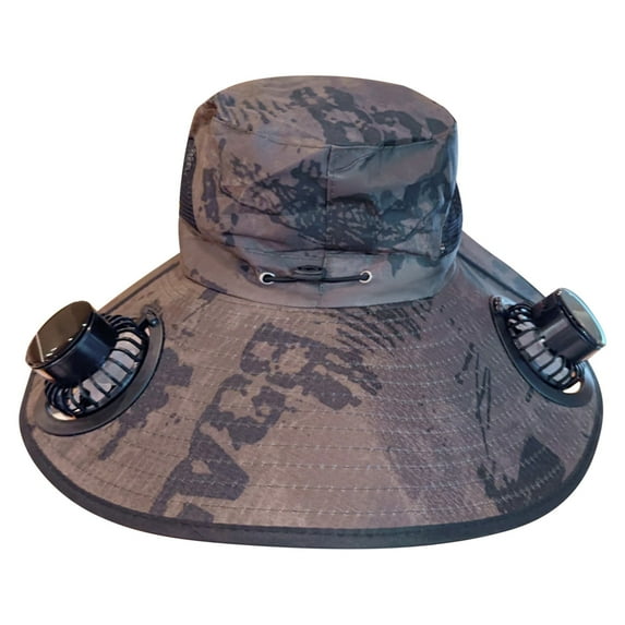YOTQUSKI Solar Fan Hats for Men, Outdoor Wide Brim Sun Hat with 2 Solar Fan Sun, Cooling Bucket Hat for Men Women, UPF 50+ Bucket Fishing & Beach Hat with Fan Built in