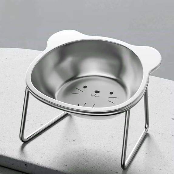 YOTQUSKI Stainless Steel Raised Cat Bowl, Elevated Pet Bowls for Food & Water, Unique Animal Shape Design, Anti-Slip Feeder for Cats, Small Dogs