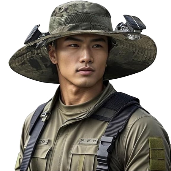 YOTQUSKI Wide Brim Solar Fan Hat, Fishing Hat with 2 Solar Fan, Fan Hat with Rechargeable Battery, Outdoor Sun Hats, Fishing & Beach Hat for Men Women Hat with Fan Built in