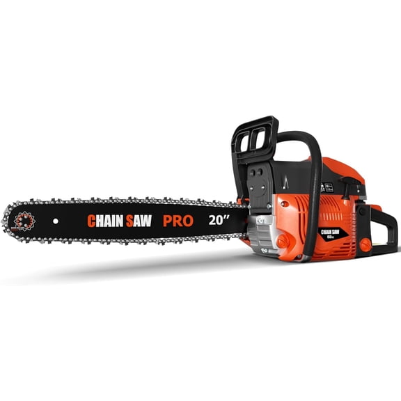 YOTREE 20 Inch Gas Chainsaw, 62CC Professional Chainsaw with 2-Stroke Engine, Ergonomic Non-Slip Handle & Dual Fuel Tanks for Wood Cutting, Tree Trimming, Land Clearing
