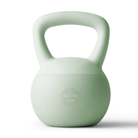 YOTTOY 15 lb Soft Kettlebell — Green, Anti-Slip Grip,Weight for Home Workouts,Safety Guaranteed