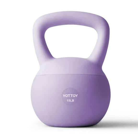 YOTTOY 15 lb Soft Kettlebell — Purple, Anti-Slip Grip,Weight for Home Workouts,Safety Guaranteed