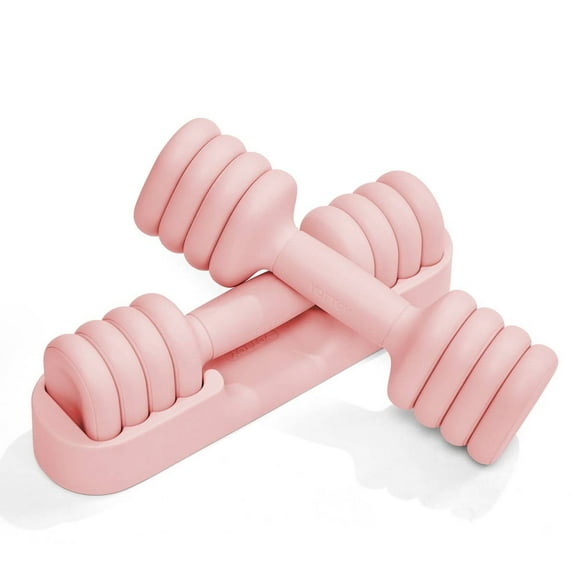 YOTTOY Adjustable Dumbbell Set, Pair 4-in-1 Hand Weights 2–5 lb Each — Compact Free Weights with Soft Grip & Base for Women's Home Gym,PINK