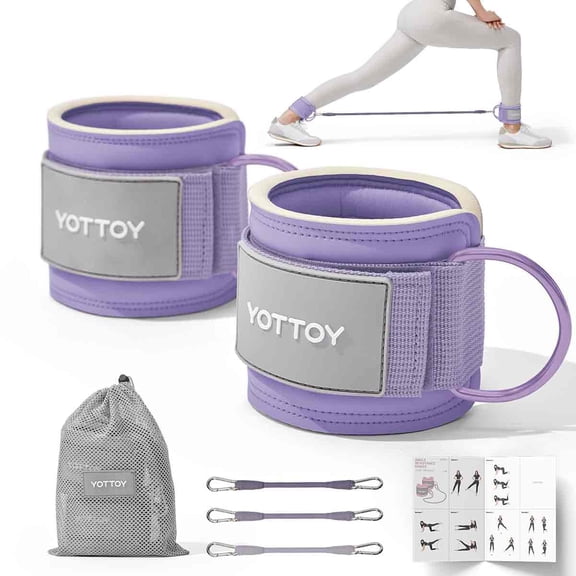 YOTTOY Ankle Resistance Bands with Cuffs, Adjustable Ankle Straps for Leg & Glute Workout, Butt Exercise Bands for Cable Machines Women, Perfect for Hip Fitness & Booty Training