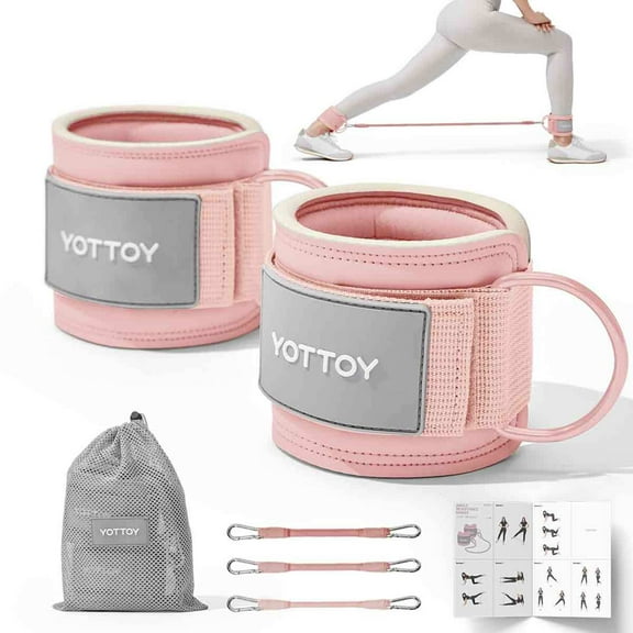YOTTOY Ankle Resistance Bands with Cuffs, Adjustable Ankle Straps for Leg & Glute Workout, Butt Exercise Bands for Cable Machines Women, Perfect for Hip Fitness & Booty Training