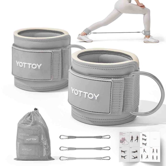 YOTTOY Ankle Resistance Bands with Cuffs, Adjustable Ankle Straps for Leg & Glute Workout, Butt Exercise Bands for Cable Machines Women, Perfect for Hip Fitness & Booty Training