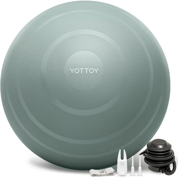 YOTTOY Anti-Burst Exercise Ball, 65 cm — Green, Extra Thick for Yoga & Physical Therapy