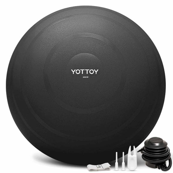 YOTTOY Anti-Burst Exercise Ball, 75 cm — Black, Extra Thick for Yoga & Physical Therapy