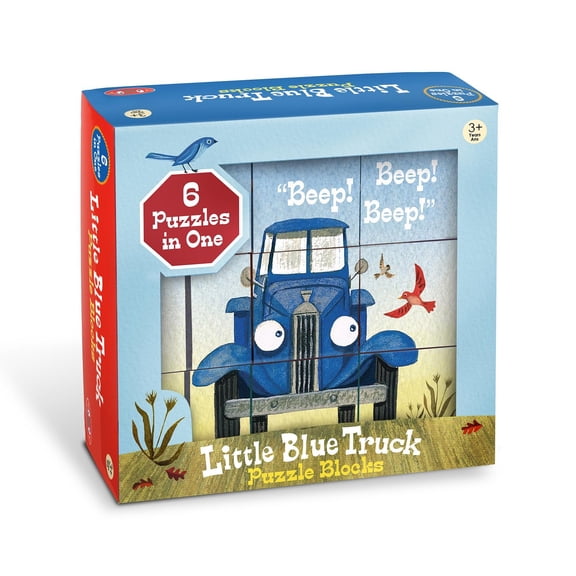 YOTTOY Contemporary Collection/Little Blue Truck Stacking Puzzle Blocks, 6 Puzzles in 1 (9pcs), Early Childhood Learning Interactive Toys - 9? x 9? x 2.75?